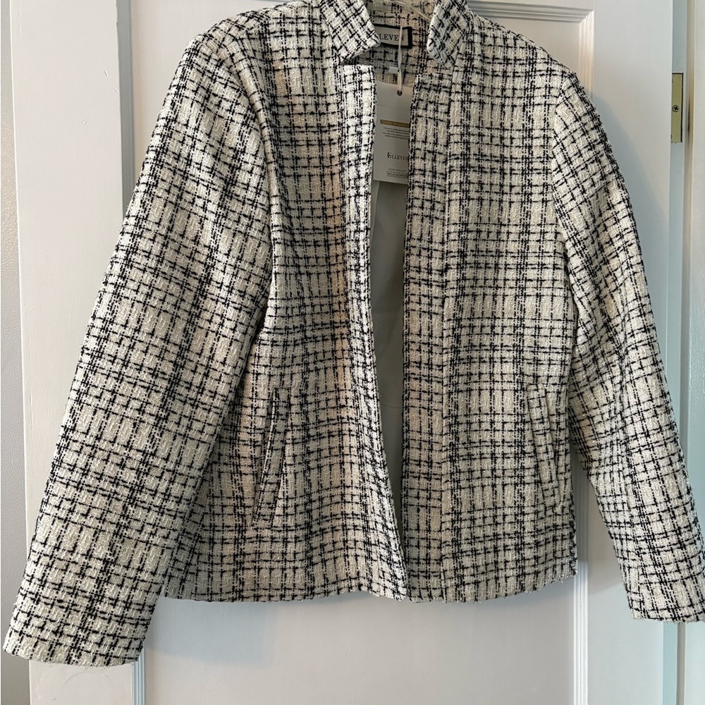 Chic Black and White Tweed Blazer
